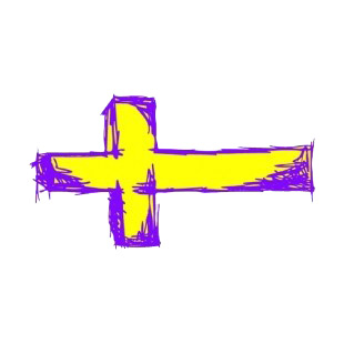 Yellow and purple cross drawing listed in crosses decals.