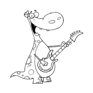 Dinosaur playing guitar listed in characters decals.