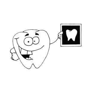 Tooth with x-ray tooth picture listed in characters decals.