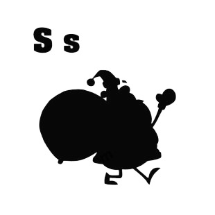 Alphabet S santa claus silhouette listed in characters decals.
