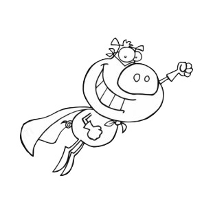 Pig with cape flying listed in characters decals.