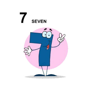 Blue number 7 seven pink backround listed in characters decals.