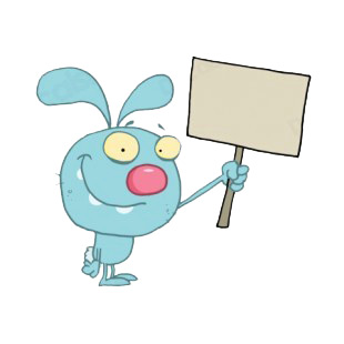 Blue easter rabbit holding blank sign listed in characters decals.