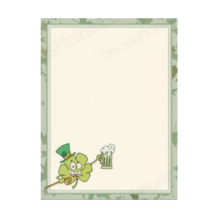 Clover leaf with hat and cane green frame and border listed in characters decals.