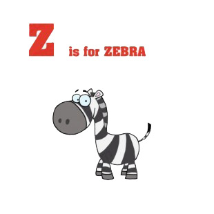 Z is for zebra    zebra smiling listed in characters decals.