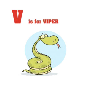 V is for viper  viper with tongue out listed in characters decals.