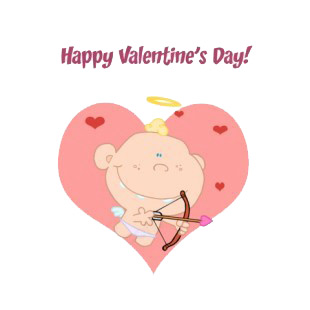 Happy valentine day cupid with bow and arrow listed in characters decals.