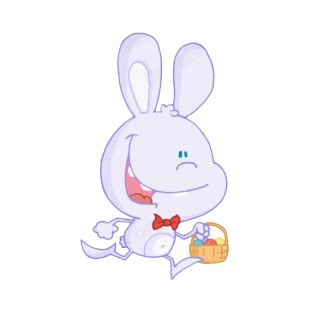 Blue bunny running with easter egg basket  listed in characters decals.