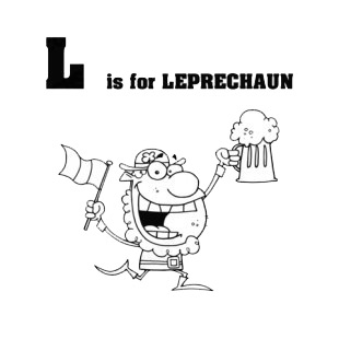 L is for leprechaun   leprechaun with irish flag  listed in characters decals.