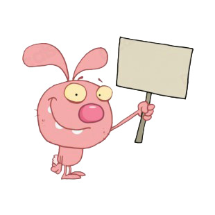 Pink easter rabbit holding blank sign  listed in characters decals.