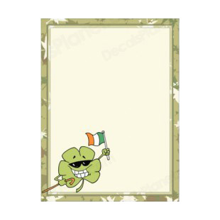 Clover leaf with irish flag green frame and border listed in characters decals.