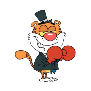 Tiger businessman with boxing gloves listed in characters decals.