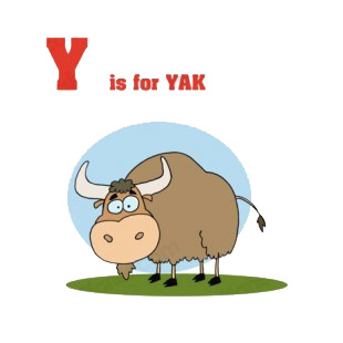 Y is for yak  yak blue backround listed in characters decals.