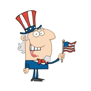 Uncle Sam with american flag  listed in characters decals.