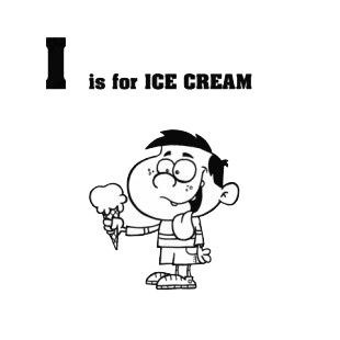 Alphabet I is for ice cream  boy with ice cream cone listed in characters decals.