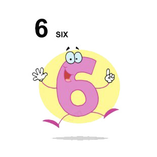 Pink number 6 six yellow backround  listed in characters decals.