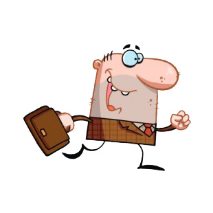 Businessman walking with briefcase  listed in characters decals.