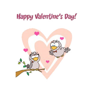 Happy valentine day love birds with heart backround  listed in characters decals.