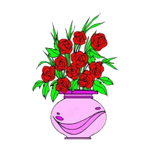 Red roses in pink vase listed in flowers decals.