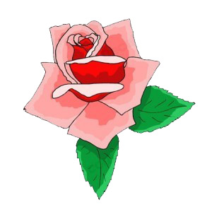 Pink rose with leaves listed in flowers decals.