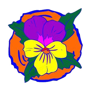 Flower with yellow and purple petals listed in flowers decals.