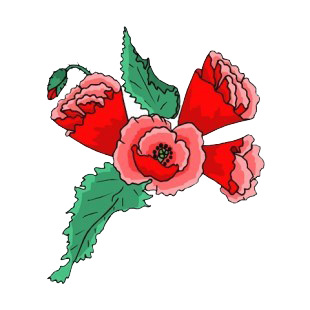 Red closed roses with leaves listed in flowers decals.