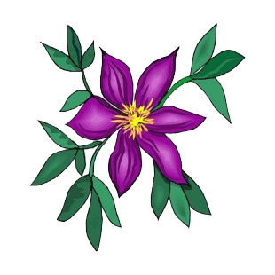 Purple flower with green leaves listed in flowers decals.