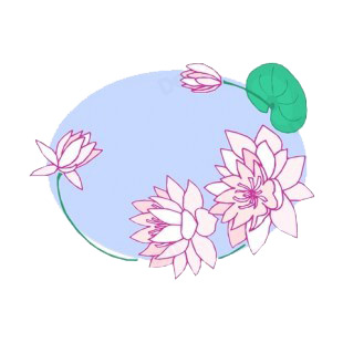 Pink water lilies with leaves backround listed in flowers decals.