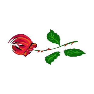 Red rose with thorns twig listed in flowers decals.