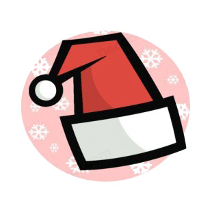 Santa hat with pink backround with snowflakes  listed in characters decals.