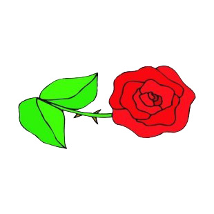 Red rose with thorned twig with leaves listed in flowers decals.
