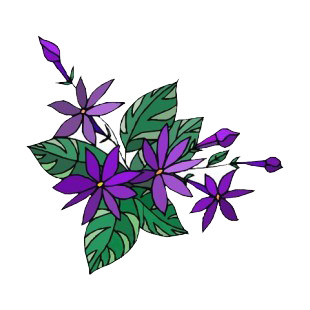 Purple flowers with leaves listed in flowers decals.