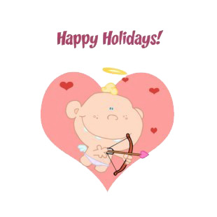 Happy holidays cupid with bow and arrow  listed in characters decals.