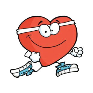 Heart with white headband with running shoes running listed in characters decals.