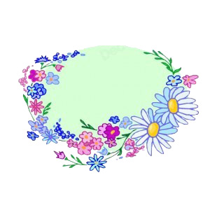 Purple flowers with blue daisies green backround listed in flowers decals.