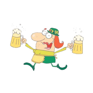 Woman leprechaun walking with two pints of beer  listed in characters decals.