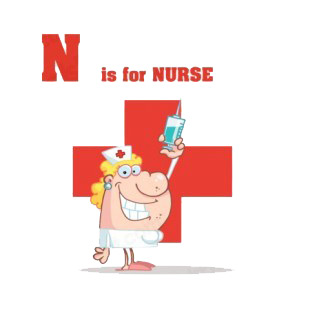 Alphabet N is for nurse nurse with syringe  listed in characters decals.