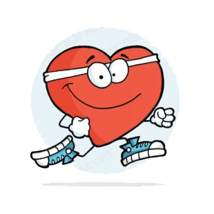 Heart with white headband with running shoes running  listed in characters decals.