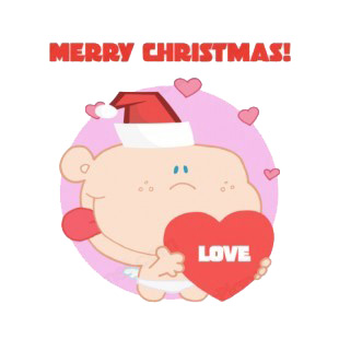 Merry christmas cupid with santa hat holding heart  listed in characters decals.