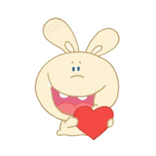 Beige rabbit holding heart  listed in characters decals.