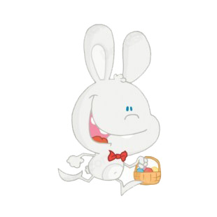 Grey bunny running with easter egg basket  listed in characters decals.