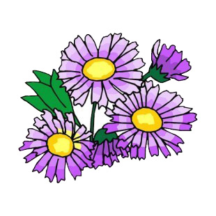 Purple daisies listed in flowers decals.