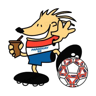Copa America Paraguay 1999 mascot logo listed in soccer teams decals.