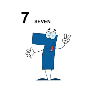 Blue number 7 seven  listed in characters decals.