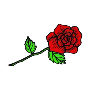 Red rose with twig and leaves listed in flowers decals.