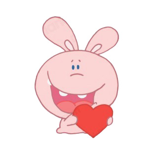 Pink rabbit holding heart  listed in characters decals.