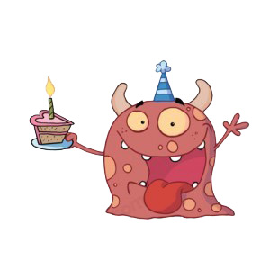 Red monster celebrating birthday with cake  listed in characters decals.
