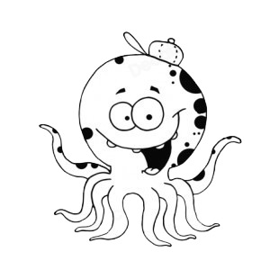 Octopuss with hat smiling  listed in characters decals.