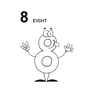Number 8 eight listed in characters decals.