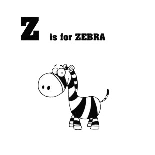 Alphabet Z is for zebra zebra listed in characters decals.